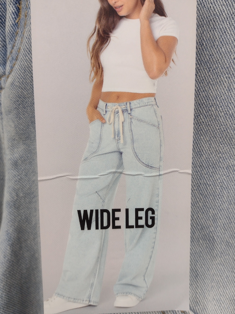 Wide Leg Light Blue Denim Pants with Drawstring Waist Size 5/27